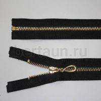 МОЛНИЯ №164 КУРТОЧНАЯ МЕТАЛЛ Т4 60 см желтое золото на черном