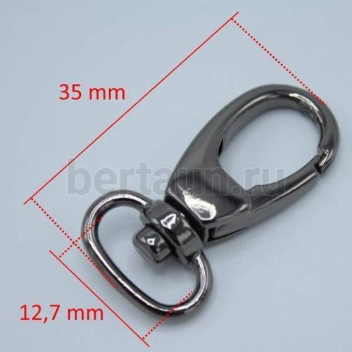 Карабин № 80 метал. д/сумок LT PM07 НМ01/0079 12,7 мм тем.никель