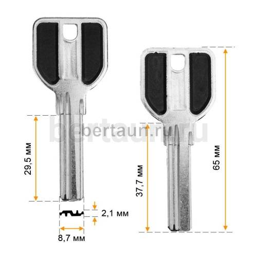 Заг.для ключ. MCM 3 паза (30мм) с пл.вставками №598