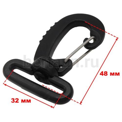 Карабин №129  пласт. д/сумок 30-32 мм G 5001 черный 10 шт/упак