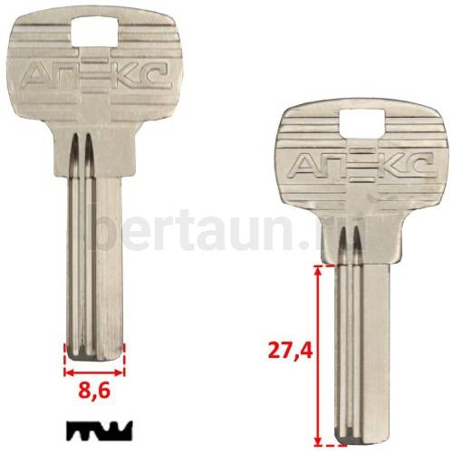 Заг.для ключ. AP 1D рифленый  (вертик) №390