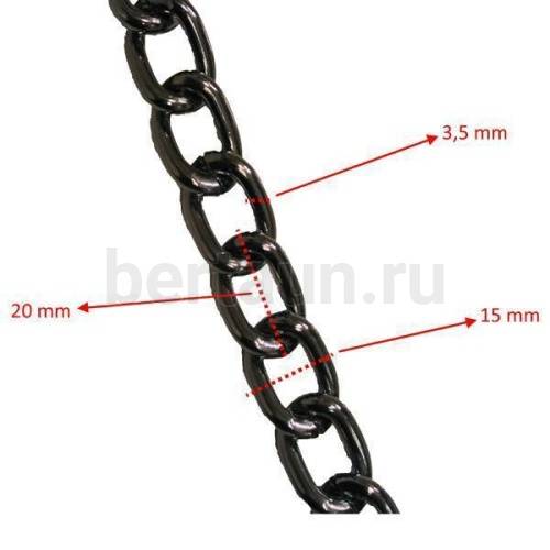 Цепь № 6 д/сумок плетение панцирное звено круглое  15*20*3,2мм т.никель