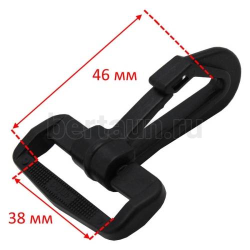 Карабин №126  пласт. д/сумок 38 мм G 2003/MF 4806 черный 10 шт/упак