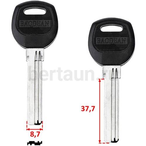 Заг.для ключ. BAODEAN 3 пазы  правый верт.38мм №324