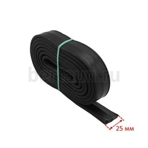 Ручки сумочные ПЛОСКИЕ №130 2,5см*2м (PU 100%) Б-5343 черный мат мелкое рифление (кирза) 