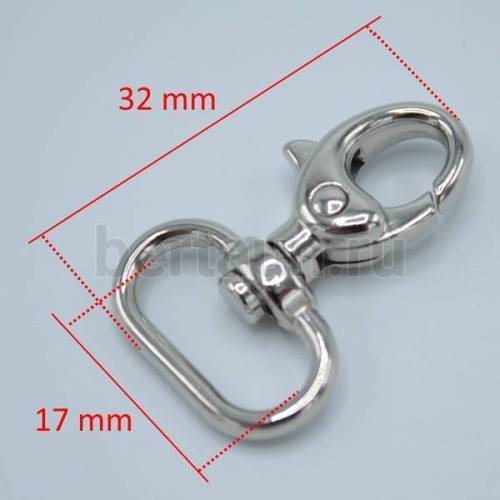 Карабин № 58 метал. д/сумок LT А 522 17мм никель