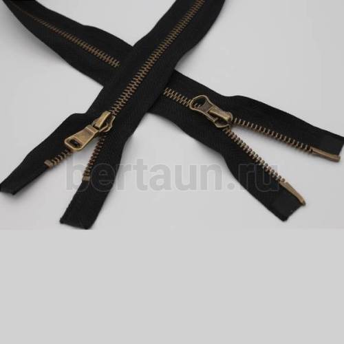 МОЛНИЯ №359 КУРТОЧНАЯ ИТАЛИЯ Т5 метал.АНТИК 100 см 2 замка черный