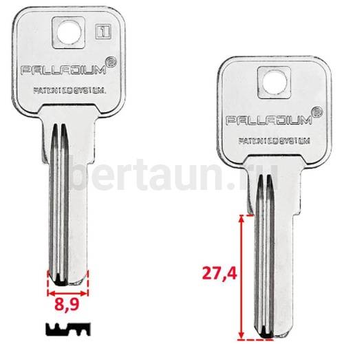 Заг.для ключ. Palladium-1 2п (8,8*2,4*27мм) 10455  верт.H-192 №505 