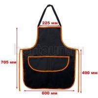 Фартук для мастера №13 MasterBert черный с оранжевой окантовкой  женский (70*60)