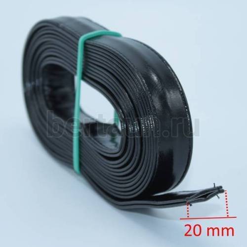 Ручки сумочные ПЛОСКИЕ № 58 2см*2м (PU 100%)Б-876-1 черный гладкий NEW блеск