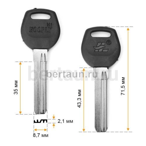 Заг.для ключ. HOOP-1P HOOPLY 2 паза верт.(8.8x35мм) прав.пластик №617