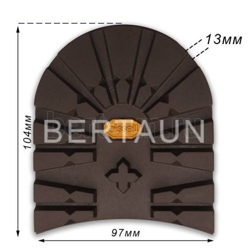 Набойка №  86  BISSELL 617ТК ТАНК 13 мм мужская темно-коричневый BROWN (1) "желтый логотип"