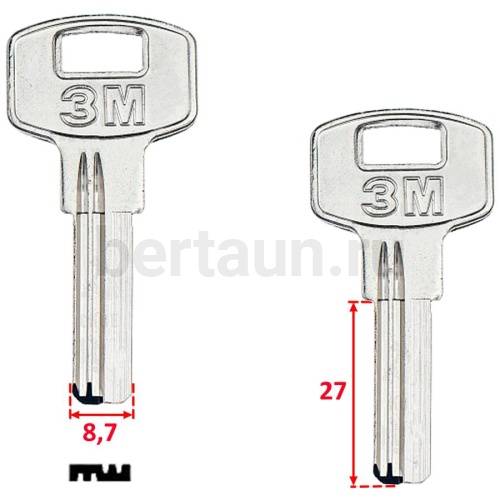 Заг.для ключ. ЗМ1D (вертикалка 2 паза (8.8x27мм) (сторона MULT3P № 70 (H-120)