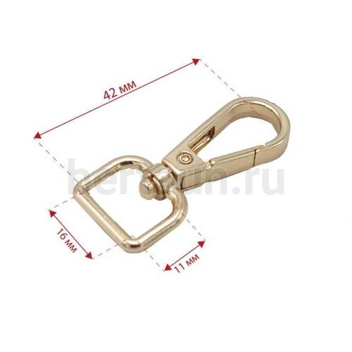 Карабин №  9 металический карабин для сумки GFM 5224 16 мм золото