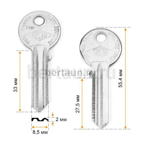 Заг.для ключ. (F-389) H-080-R-X-10  UL05 D 2mm  англ. (CISA) U-5D  №708