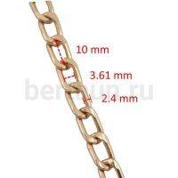 Цепь №22 д/сумок плетение панцирное звено плоское 3,61*10*2,4мм золото