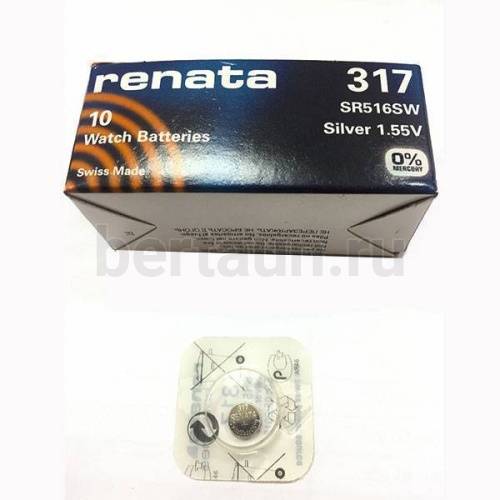 Батарейка №  1 RENATA 317 (SR 516SW)(10шт/упак)