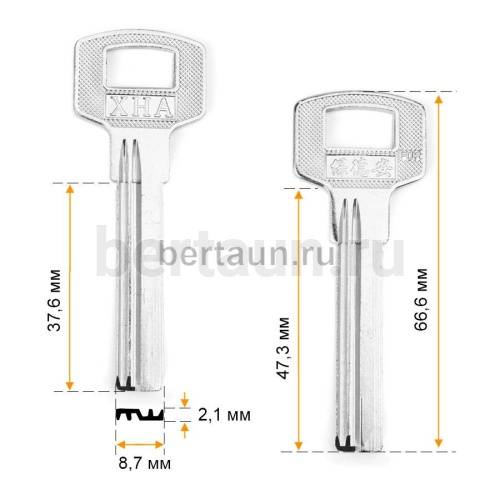 Заг.для ключ. BAODEAN 2 пазы  левый 38 мм металл(E-522)  №585