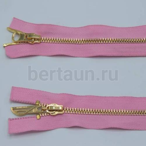 МОЛНИЯ № 38 КУРТОЧНАЯ ИТАЛИЯ Т5 метал.золото 100 см 2 замка розовый