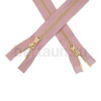 МОЛНИЯ №112 КУРТОЧНАЯ ИТАЛИЯ Т5 метал.золото 100 см 2 замка грязн.розовый