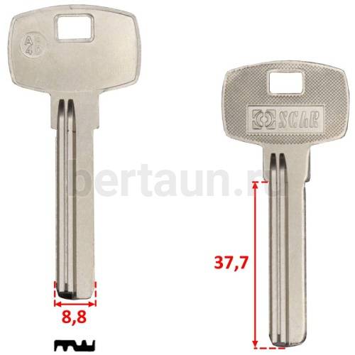 Заг.для ключ. AP 4D  AP-4D_X_X_X_ BAO-2D/BAODEAN (38x8.8x2.4mm,2-паза,длин.) верт.№260
