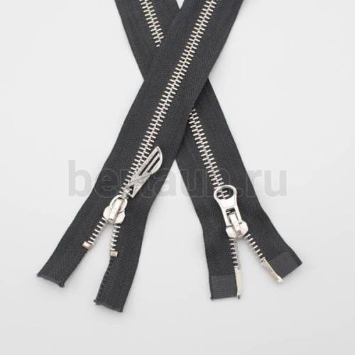 МОЛНИЯ № 53 КУРТОЧНАЯ ИТАЛИЯ Т5 метал.никель 100 см 2 замка т.серый