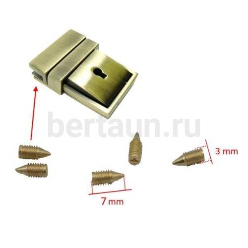 Фурнитура №50  винты д/портфельных замков 3*7 мм золото (100 шт/уп)
