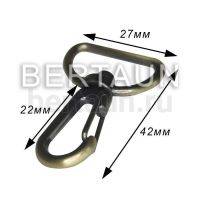 Карабин №162 металический карабин для сумки К3721С (7553)  20 мм антик 
