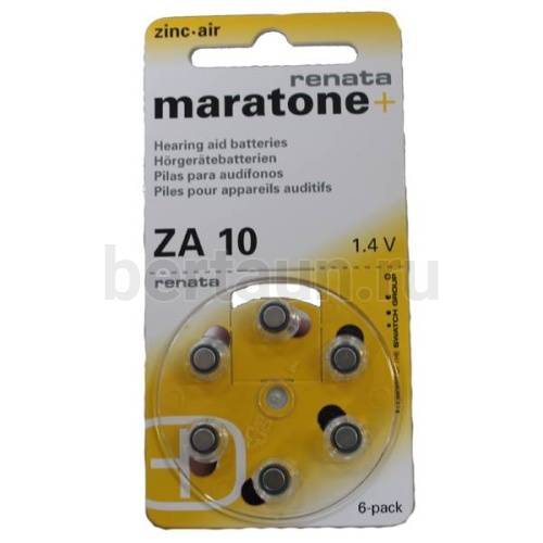 Батарейка № 31  RENATA  ZA 10 maratone+ (6 шт/уп)