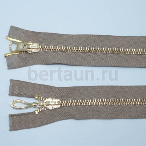 МОЛНИЯ № 85 КУРТОЧНАЯ ИТАЛИЯ Т5 метал.золото 100 см 2 замка золото-беж