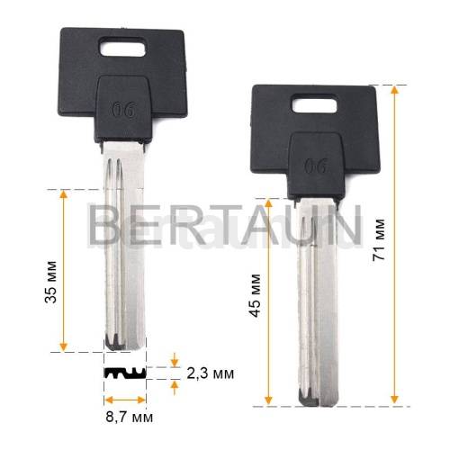 Заг.для ключ. MULT3P_MLT1RP76_MTK4RP_S12MTKPMul-t-lock(проф 06) 34 мм верт №