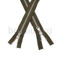 МОЛНИЯ №306  КУРТОЧНАЯ ИТАЛИЯ Т5 метал.никель 100 см 2 замка хаки