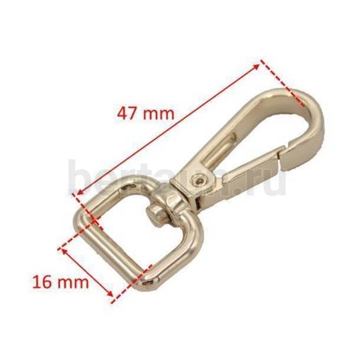 Карабин №  8 металический карабин для сумки GFM 7321-16 мм золото