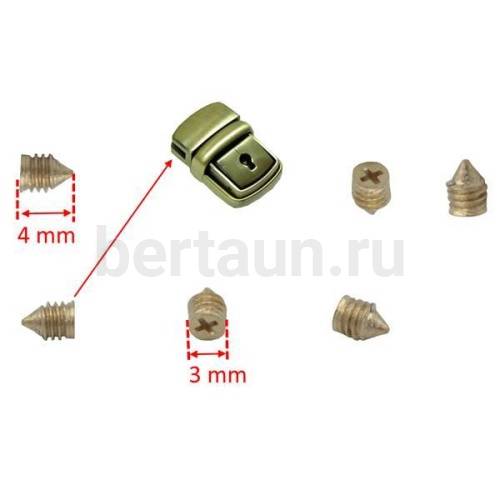 Фурнитура №61  винты для крепления фурнитуры 3*4 мм золото (100 шт/уп)