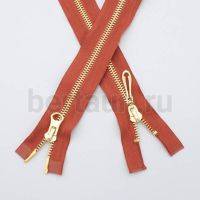 МОЛНИЯ № 58 КУРТОЧНАЯ ИТАЛИЯ Т5 метал.золото 100 см 2 замка св.кофе