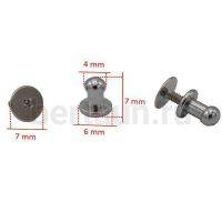 Фурнитура №48  кнопка кабурная для сумок и ремней  4*7 мм никель 10 шт/уп BERT