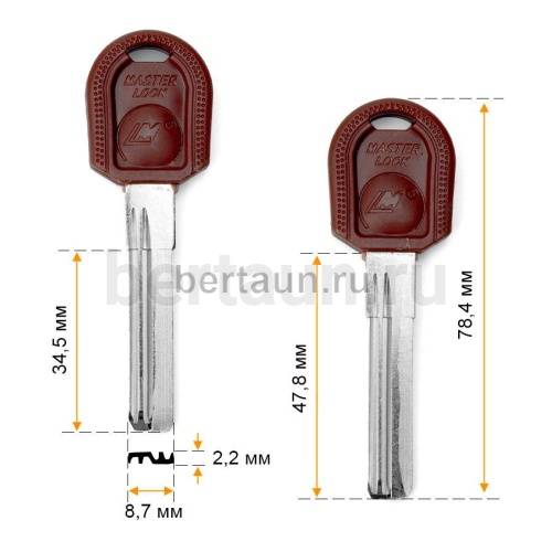 Заг.для ключ. MASTER.LOCK.LM 2 пр.п/бронь кв.спец.пл.  верт. № 613