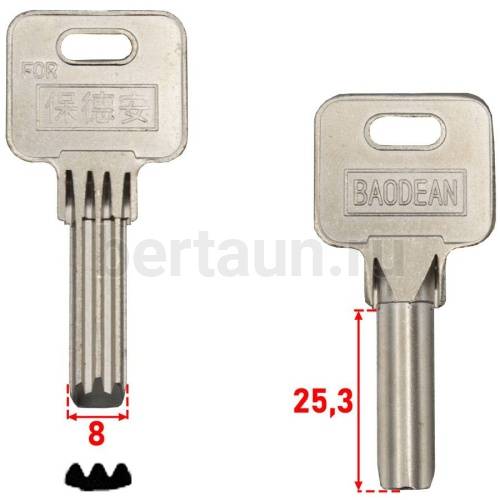 Заг.для ключ. BAODEAN 4 пазы  метал. квадр. голова № 510