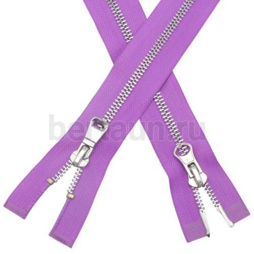 МОЛНИЯ №330 КУРТОЧНАЯ ИТАЛИЯ Т5 метал.никель 100 см 2 замка сирень (172)