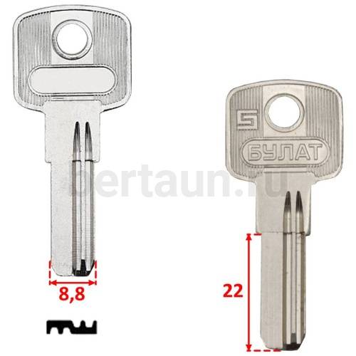 Заг.для ключ. BUL-3 БУЛАТ 2 паза(8,5*22мм) булат-всб-м50мх верт.№313