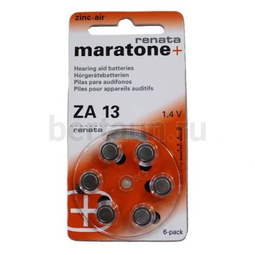 Батарейка № 32  RENATA  ZA 13 maratone+ (6 шт/уп)