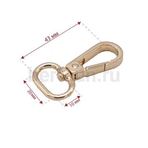 Карабин №145 металический карабин для сумки GFM 140430 20 мм золото