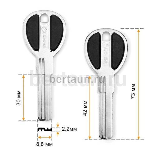 Заг.для ключ. MCM 2 паза (30 мм) под бронь Ксинпай (Н-257) круглая голова  №634