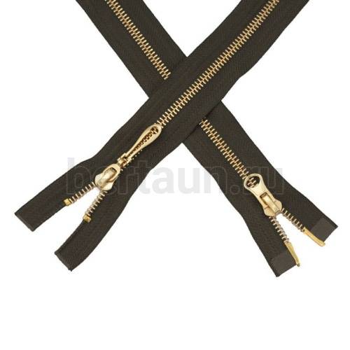 МОЛНИЯ № 71 КУРТОЧНАЯ ИТАЛИЯ Т5 метал.золото 100 см 2 замка хаки 