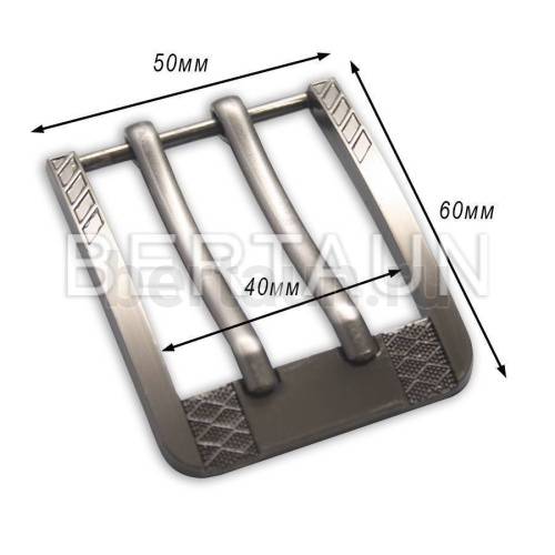 Пряжка  № 64 ременная  40 мм сатин с 2-мя язычками