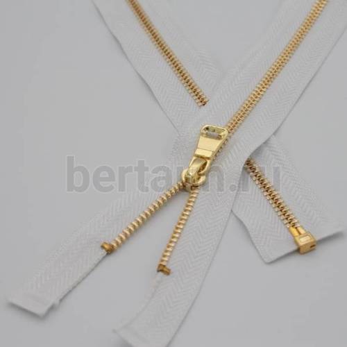 МОЛНИЯ №167 КУРТОЧНАЯ МЕТАЛЛ Т3 80 см  золото на БЕЛОМ