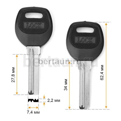 Заг.для ключ. YO-1DP YOOY 2 паза (7,5х28х2,18мм) (уоуо пластик) D-152  №616