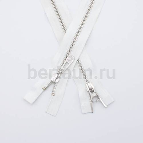 МОЛНИЯ № 40 КУРТОЧНАЯ ИТАЛИЯ Т5 метал.никель 100 см 2 замка белая