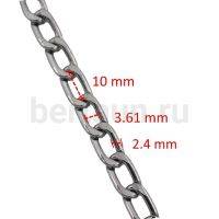 Цепь №21 д/сумок плетение панцирное звено плоское 3,61*10*2,4мм никель