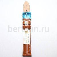 Ремешки для часов № 37  КОЖА HIGHTONE #273 (16мм св. коричн) белая нить 